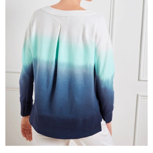 T by Talbots slub French terry pleated back pullover - Picture 3 of 7